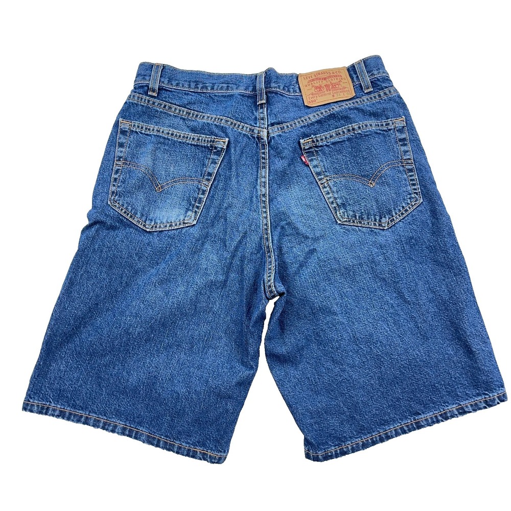 Vintage Levis 550 Shorts Men 33 Relaxed Loose Fit Blue Jean Jorts Baggy 90s USA